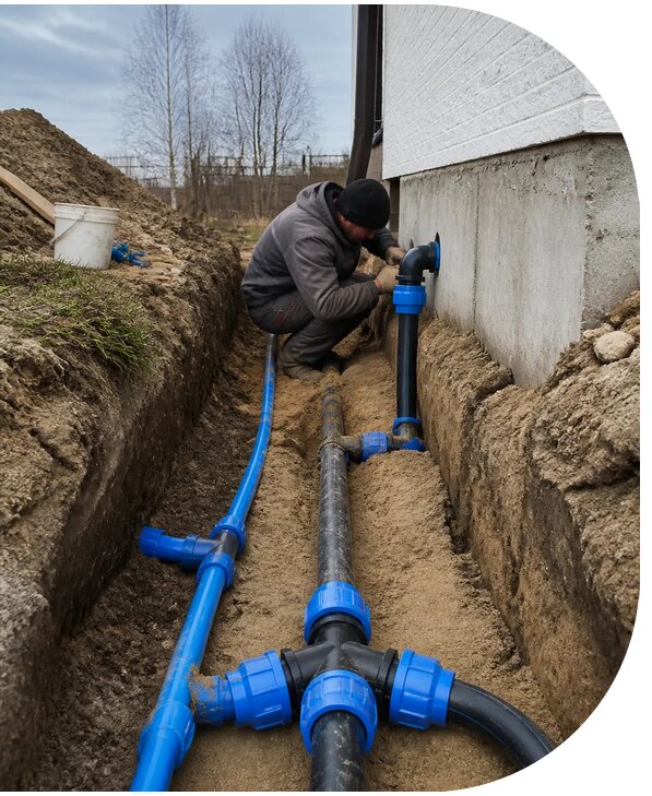 Монтаж наружного водопровода на участке под ключ в Урае